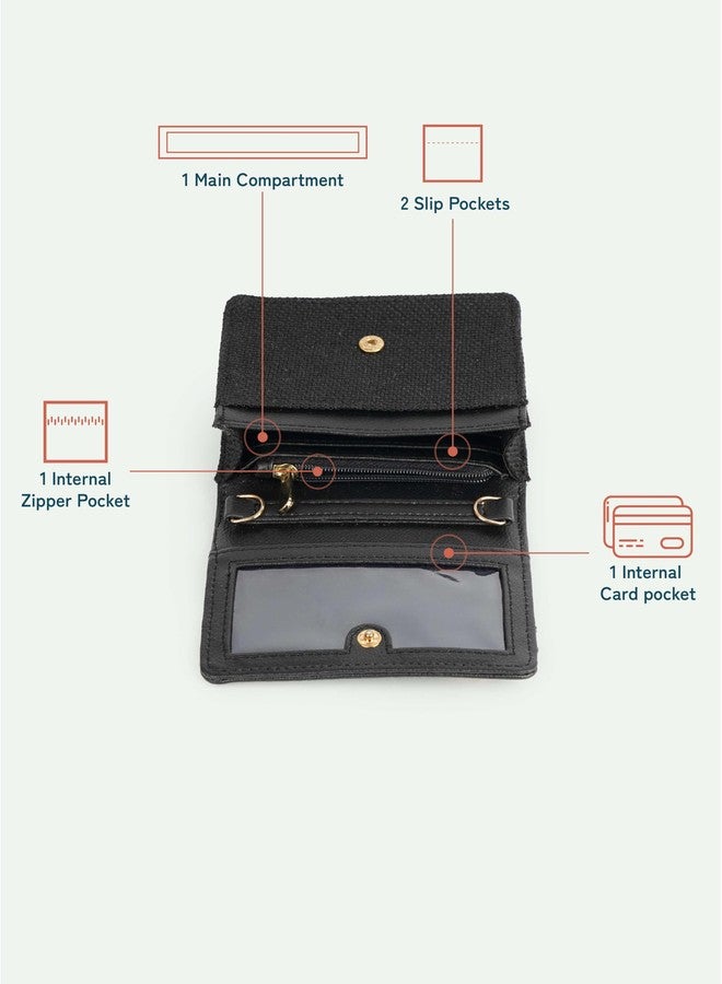 ZOUK محفظة ديمي للنساء - حقيبة كروس أنيقة من قماش الدنيم مع حزام سلسلة ولمسة فضية | محفظة مصنوعة يدويًا بجيب بسحاب وفتحة للبطاقات وبطانة مقاومة للماء | بيثورا آرتستري - Image 5